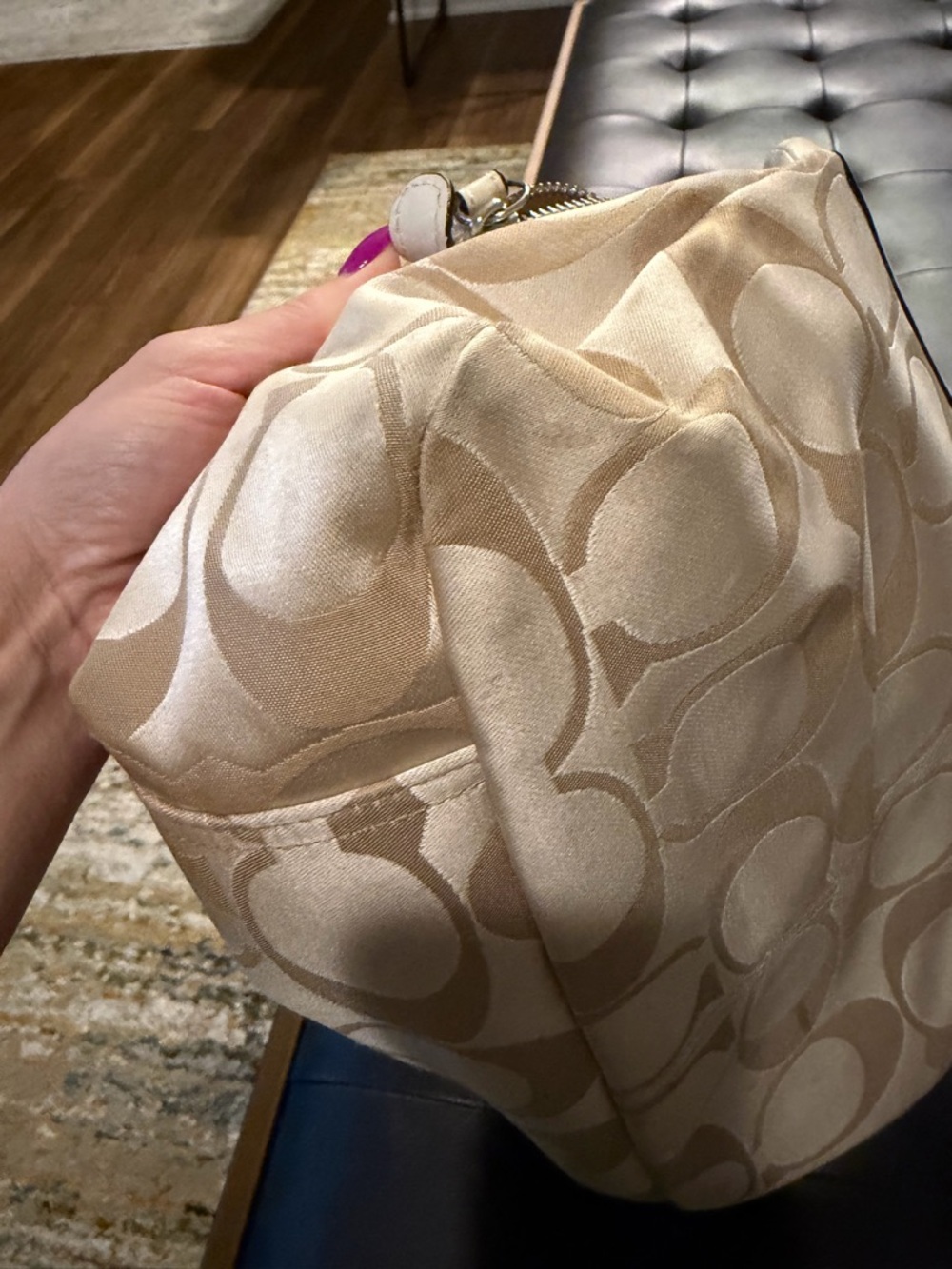 Coach Signature Canvas Tote in Beige and White - Picture 8 of 12